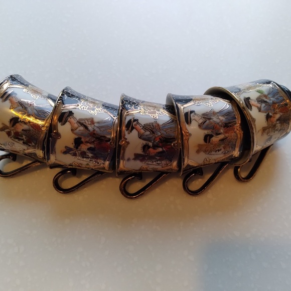 Japanese Theme Decorative Cups and Saucers Set of 5 - Picture 3 of 10